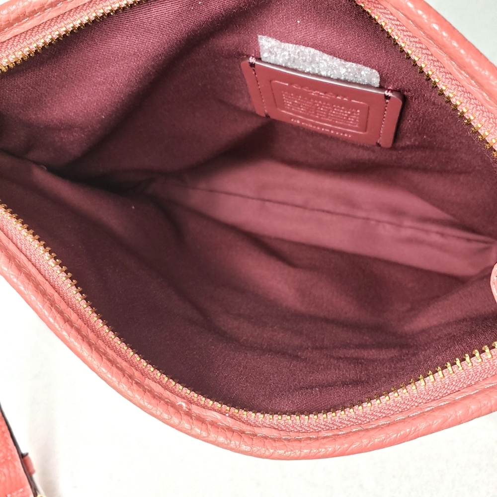 Coach Bright Coral Perforated Leather File Bag - Picture 6 of 8